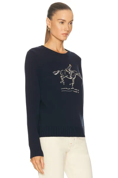 Sporty And Rich Horse Knitted Sweatshirt In Blue
