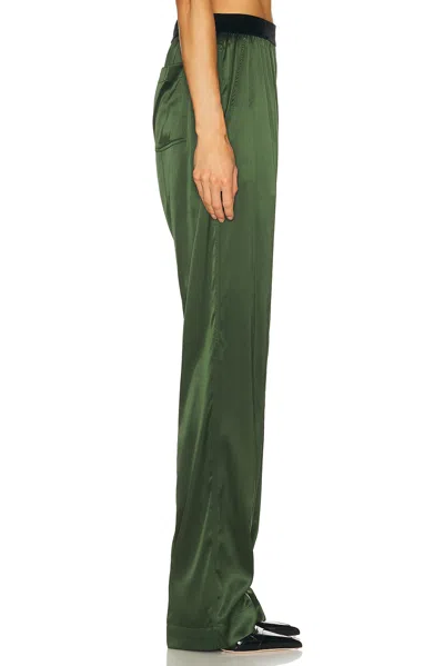 Tom Ford Stretch Silk Satin Pyjama Pant In Green