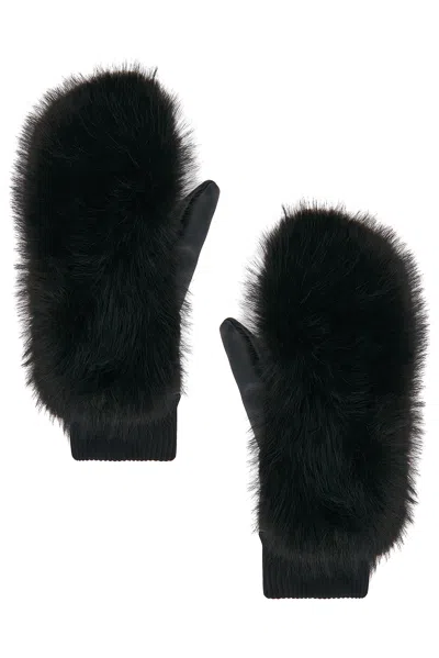 Perfect Moment Faux Fur Mittens In Black