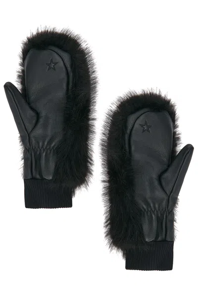 Perfect Moment Faux Fur Mittens In Black