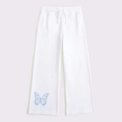 Abercrombie & Fitch Essential Wide Leg Sweatpants In White