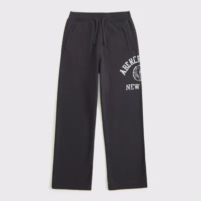 Abercrombie & Fitch Logo Baggy Open-hem Sweatpants In Black
