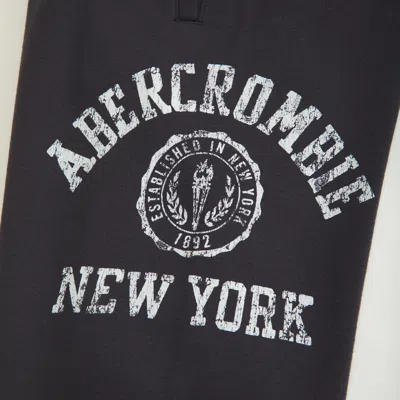 Abercrombie & Fitch Logo Baggy Open-hem Sweatpants In Black