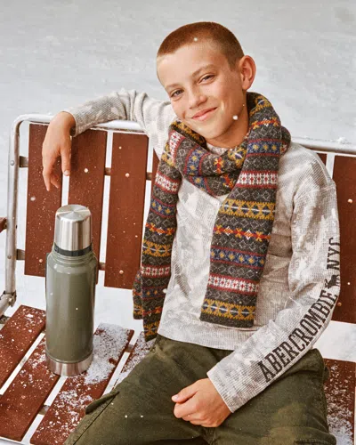 Abercrombie & Fitch Long-sleeve Waffle Logo Tee In Gray