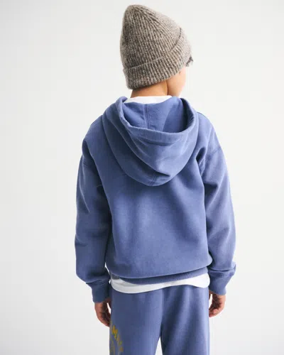 Abercrombie & Fitch Logo Full-zip Hoodie In Blue