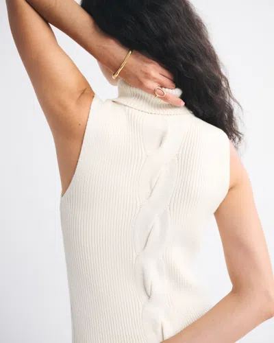 Abercrombie & Fitch Turtleneck Cable Midi Sweaterdress In White