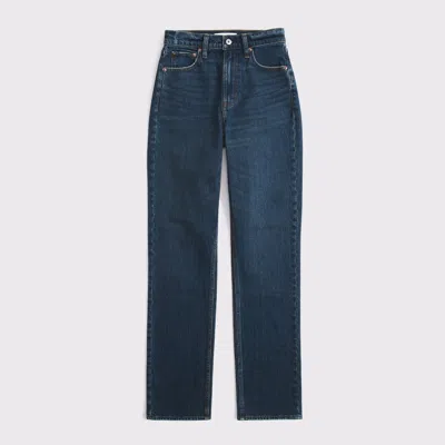 Abercrombie & Fitch Curve Love Ultra High Rise 90s Straight Jean In Blue