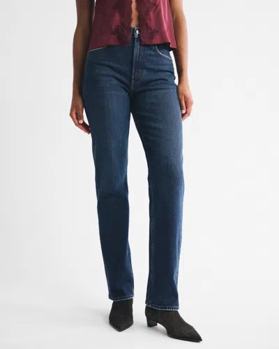 Abercrombie & Fitch Curve Love Ultra High Rise 90s Straight Jean In Blue