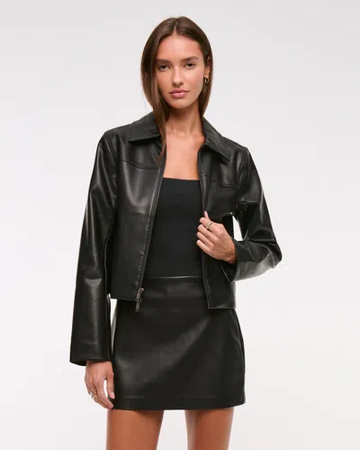 Abercrombie & Fitch The A&f Scarlett Vegan Leather Mini Skort In Black