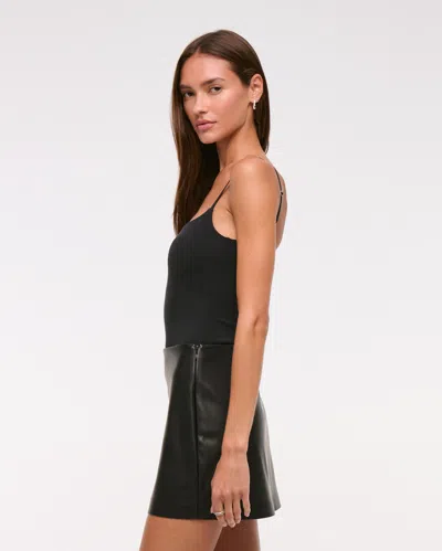 Abercrombie & Fitch The A&f Scarlett Vegan Leather Mini Skort In Black