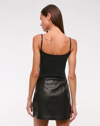 Abercrombie & Fitch The A&f Scarlett Vegan Leather Mini Skort In Black