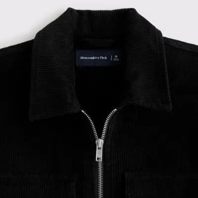 Abercrombie & Fitch Corduroy Zip Shirt Jacket In Black