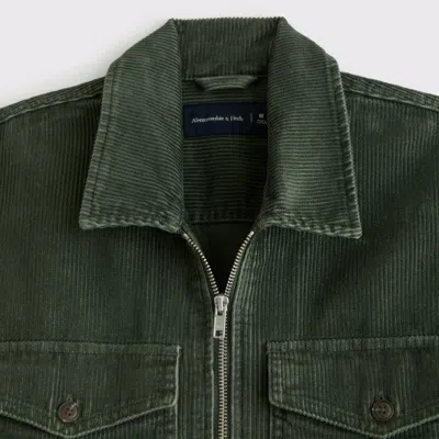 Abercrombie & Fitch Corduroy Zip Shirt Jacket In Green