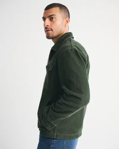 Abercrombie & Fitch Corduroy Zip Shirt Jacket In Green
