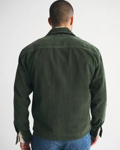 Abercrombie & Fitch Corduroy Zip Shirt Jacket In Green