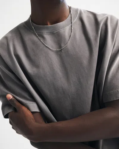 Abercrombie & Fitch Premium Heavyweight Cropped Tee In Gray