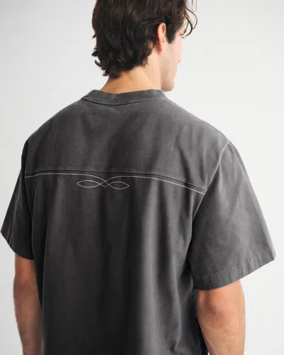 Abercrombie & Fitch Premium Heavyweight Cropped Tee In Gray