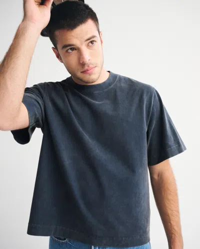 Abercrombie & Fitch Premium Heavyweight Cropped Tee In Blue