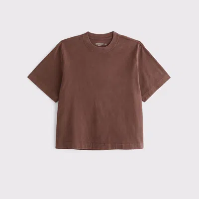 Abercrombie & Fitch Premium Heavyweight Cropped Tee In Brown