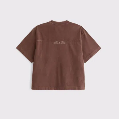 Abercrombie & Fitch Premium Heavyweight Cropped Tee In Brown