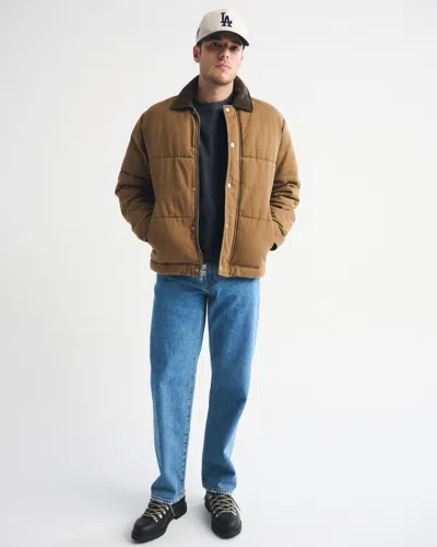 Abercrombie & Fitch Premium Heavyweight Cropped Tee In Blue