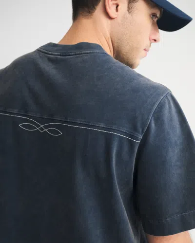 Abercrombie & Fitch Premium Heavyweight Cropped Tee In Blue