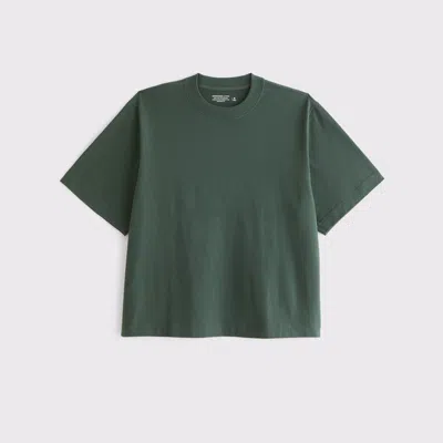 Abercrombie & Fitch Premium Heavyweight Cropped Tee In Green