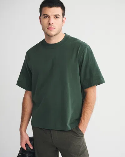 Abercrombie & Fitch Premium Heavyweight Cropped Tee In Green