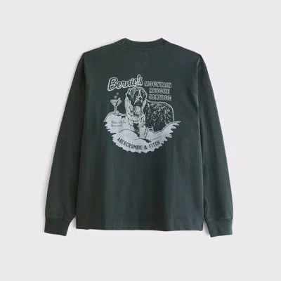 Abercrombie & Fitch Long-sleeve Graphic Logo Tee In Green