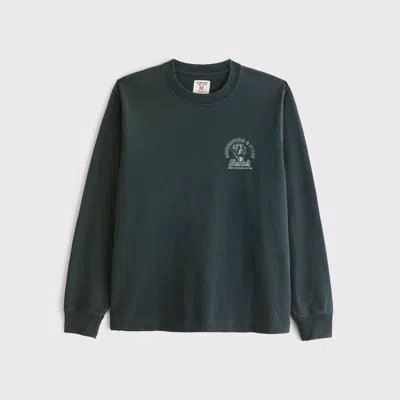 Abercrombie & Fitch Long-sleeve Graphic Logo Tee In Green
