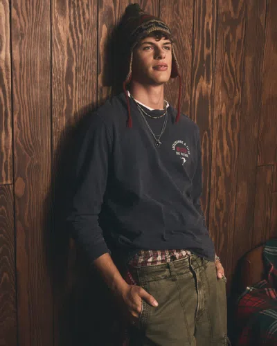 Abercrombie & Fitch Long-sleeve Graphic Logo Tee In Blue