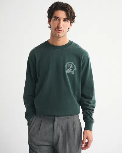 Abercrombie & Fitch Long-sleeve Graphic Logo Tee In Green