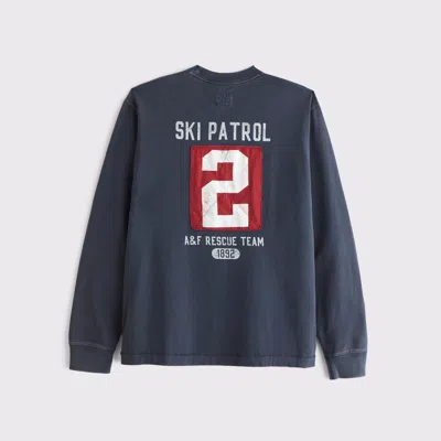 Abercrombie & Fitch Long-sleeve Graphic Logo Tee In Blue