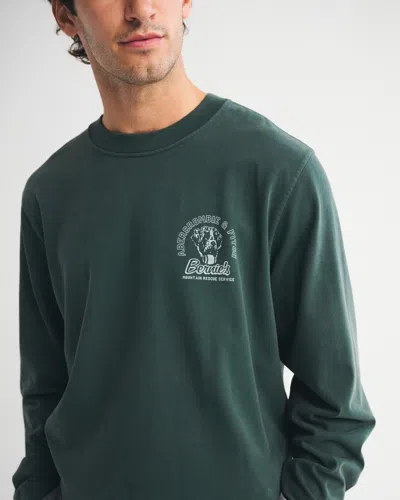 Abercrombie & Fitch Long-sleeve Graphic Logo Tee In Green
