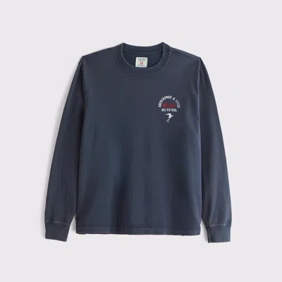 Abercrombie & Fitch Long-sleeve Graphic Logo Tee In Blue