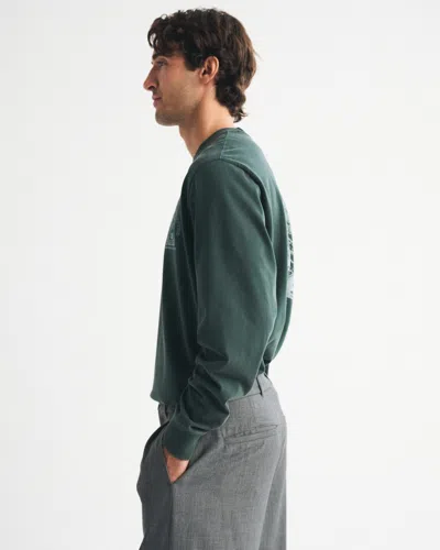 Abercrombie & Fitch Long-sleeve Graphic Logo Tee In Green