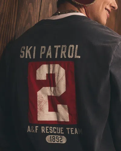 Abercrombie & Fitch Long-sleeve Graphic Logo Tee In Blue