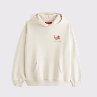 Abercrombie & Fitch Lunar New Year Logo Popover Hoodie In White