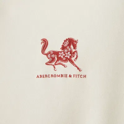Abercrombie & Fitch Lunar New Year Logo Popover Hoodie In White