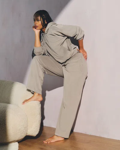 Abercrombie & Fitch Ypb Restore Mid Rise Wide Leg Pant In Brown