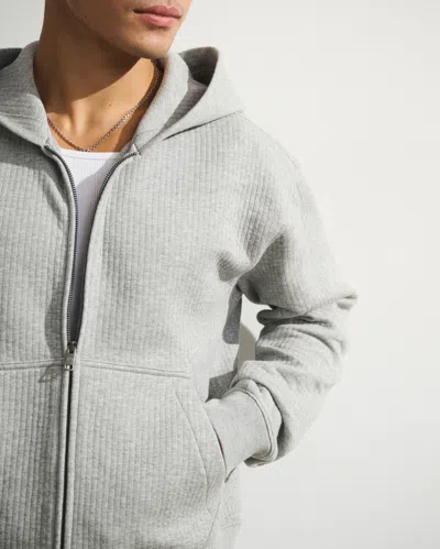 Abercrombie & Fitch Ypb Restore Ribbed Full-zip In Gray