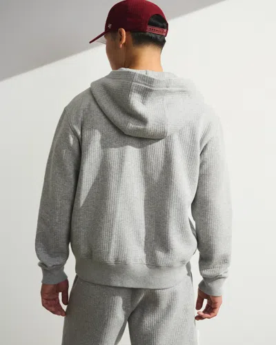 Abercrombie & Fitch Ypb Restore Ribbed Full-zip In Gray
