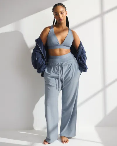 Abercrombie & Fitch Ypb Restore Rib Triangle Bra In Blue