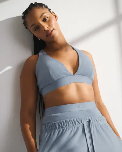 Abercrombie & Fitch Ypb Restore Rib Triangle Bra In Blue