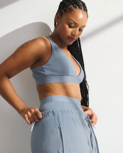 Abercrombie & Fitch Ypb Restore Rib Triangle Bra In Blue