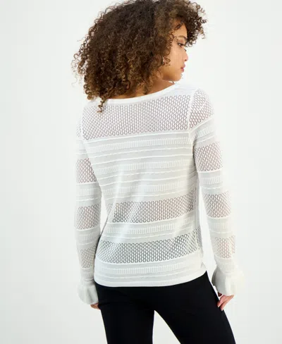 Inc International Concepts Petite Ruffle Pointelle Sweater, Macy's Exclusive In White