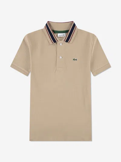 Lacoste Boys Petit Pique Polo Shirt In Nude
