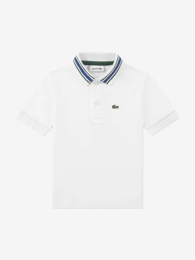 Lacoste Boys Petit Pique Polo Shirt In White