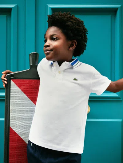 Lacoste Boys Petit Pique Polo Shirt In White