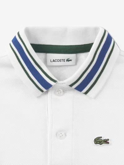 Lacoste Boys Petit Pique Polo Shirt In White